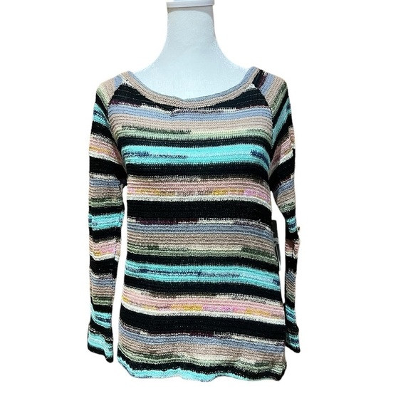 Myne Ashley Ann Striped Lightweight Sweater Women’s Size Large - Picture 1 of 6